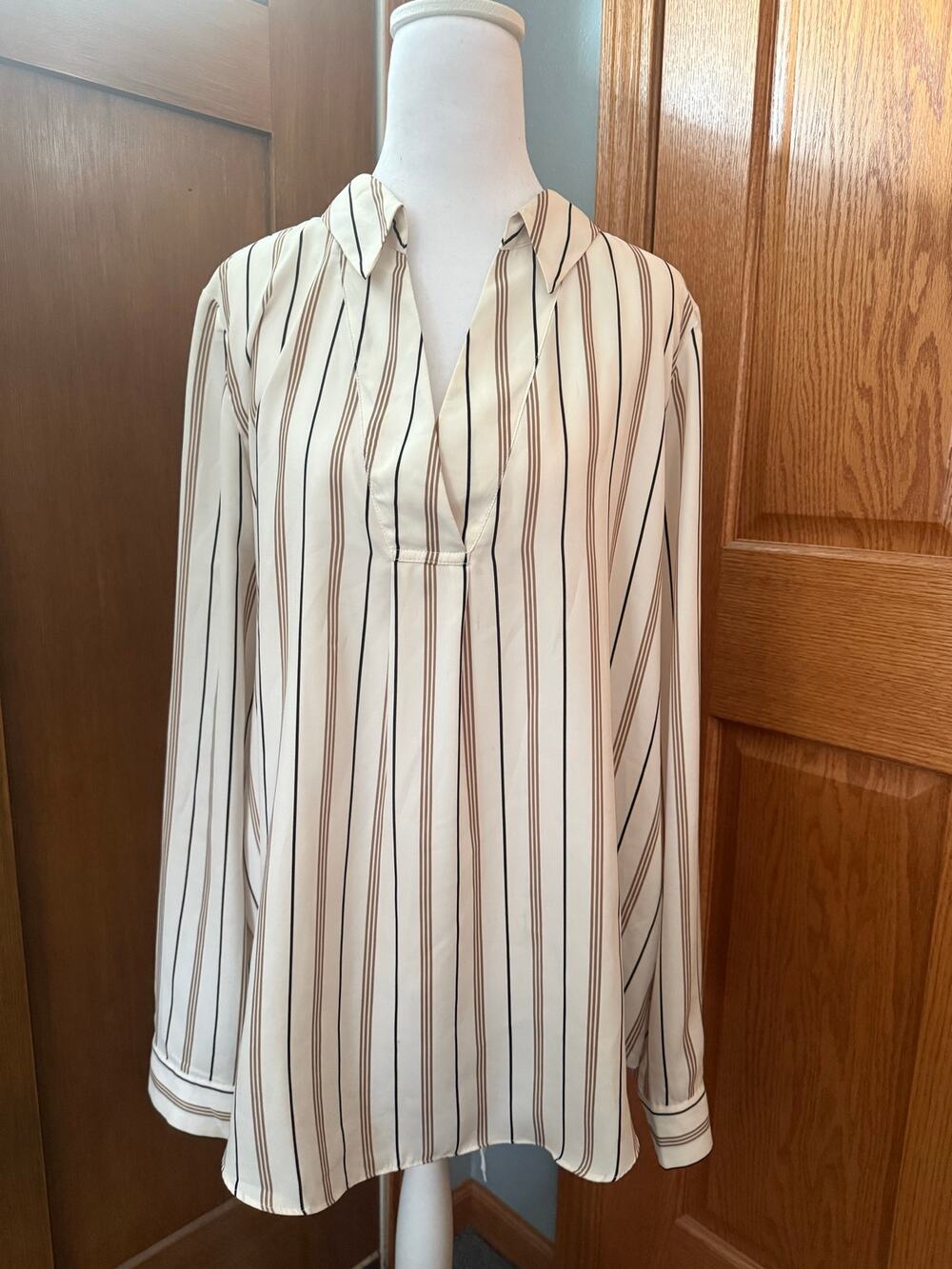 White House Black Market Striped Blouse Size 12